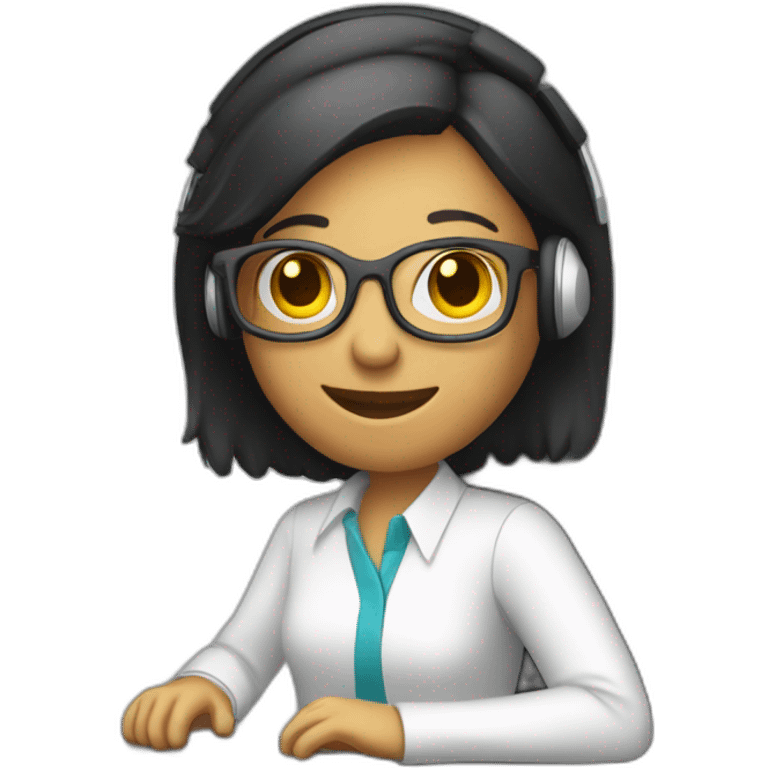 telemarketing attendant with a computer emoji