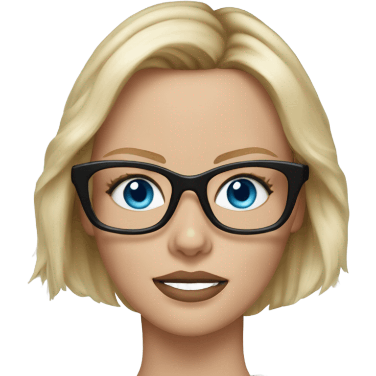 ultra realistic charlize theron wearing shirt and glasses with blue eyes  emoji