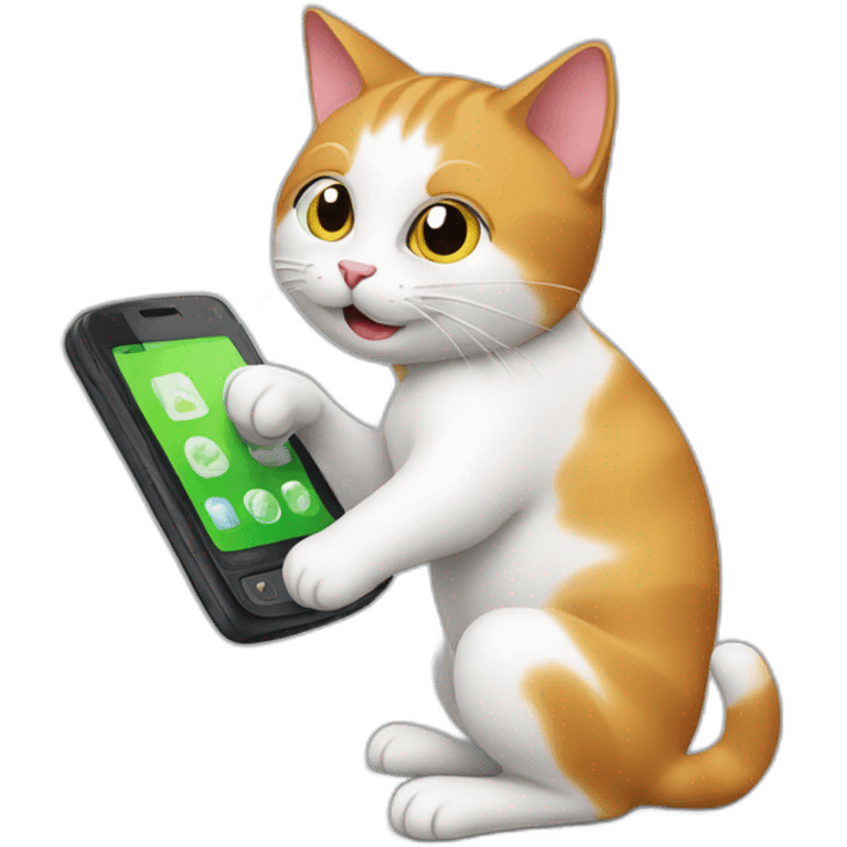 cat repairing mobile phone emoji