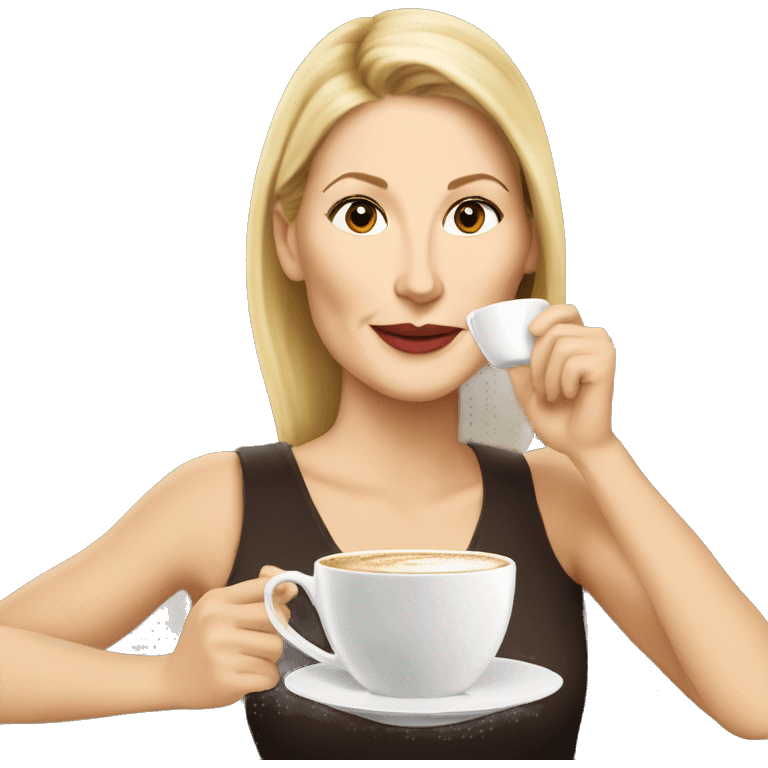 Kelly Rutherford drinking cappucino emoji