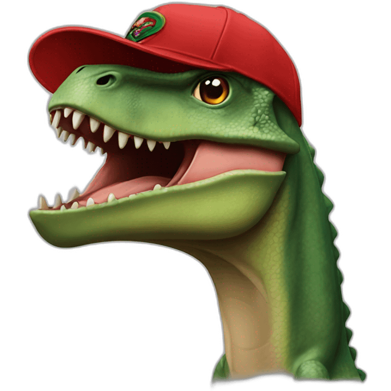 dinosaur wearing a gucci cap emoji