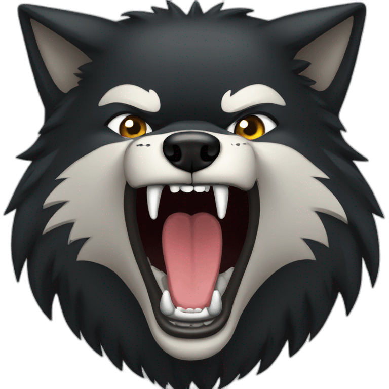 Black wolf growling  emoji