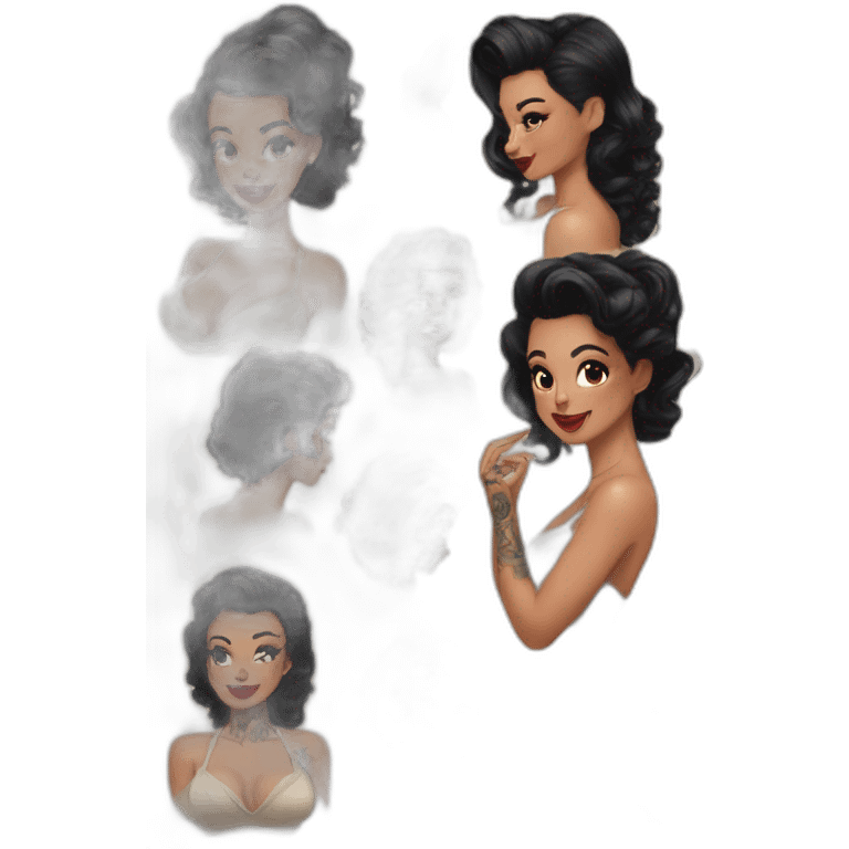 Pinup dark hair and tattoos emoji