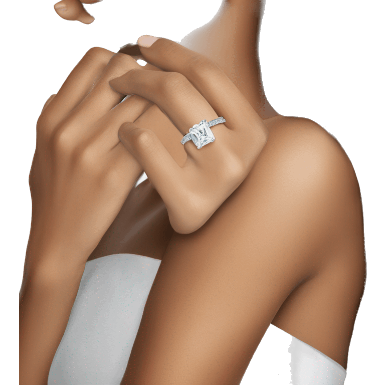 Silver band Elongated Cushion cut diamond ring emoji