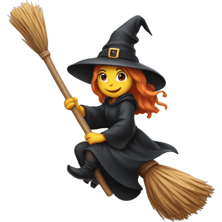 witch riding a broom stick emoji