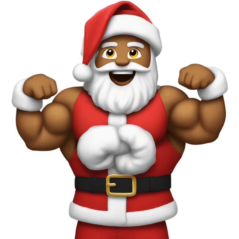 Wearing a Santa outfit flexing muscles  emoji