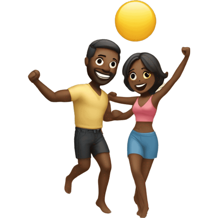 Dancing couple on a beach emoji