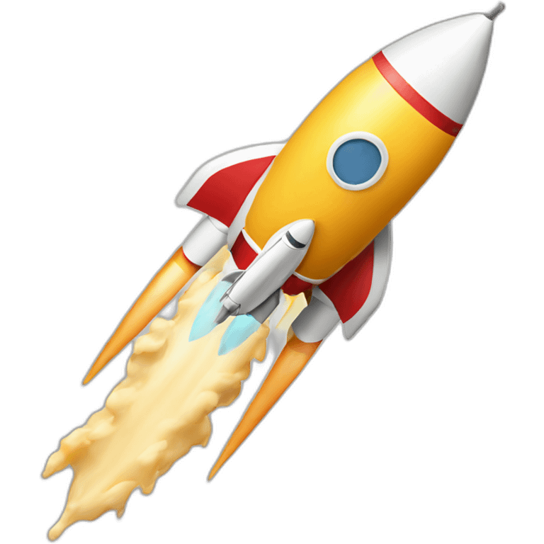 A rocket landing with a provolone cheese emoji