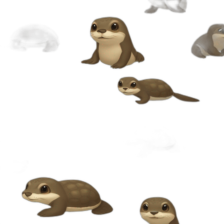 Une loutre sur une tortue emoji