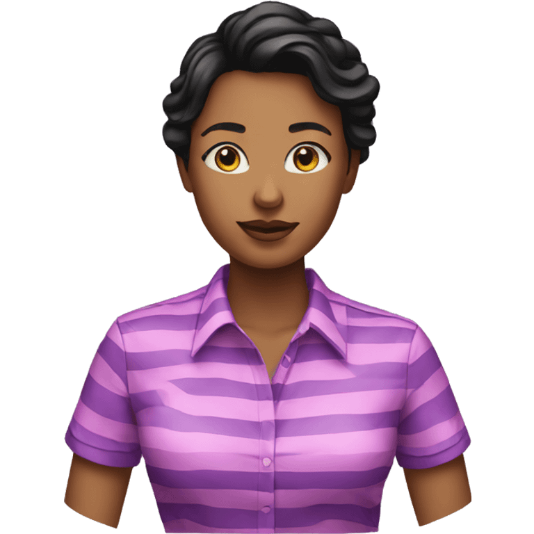 women wearing purple pink black stripes shirt emoji