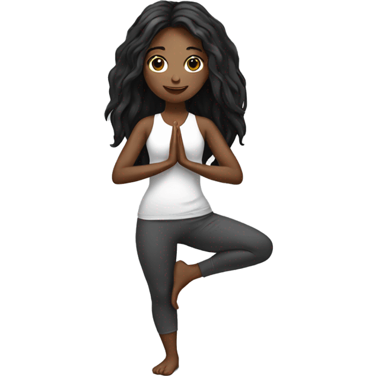 Yoga girl black long hair emoji