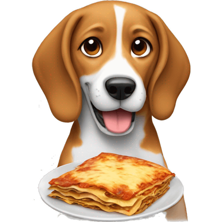 Beagle eating lasagna  emoji