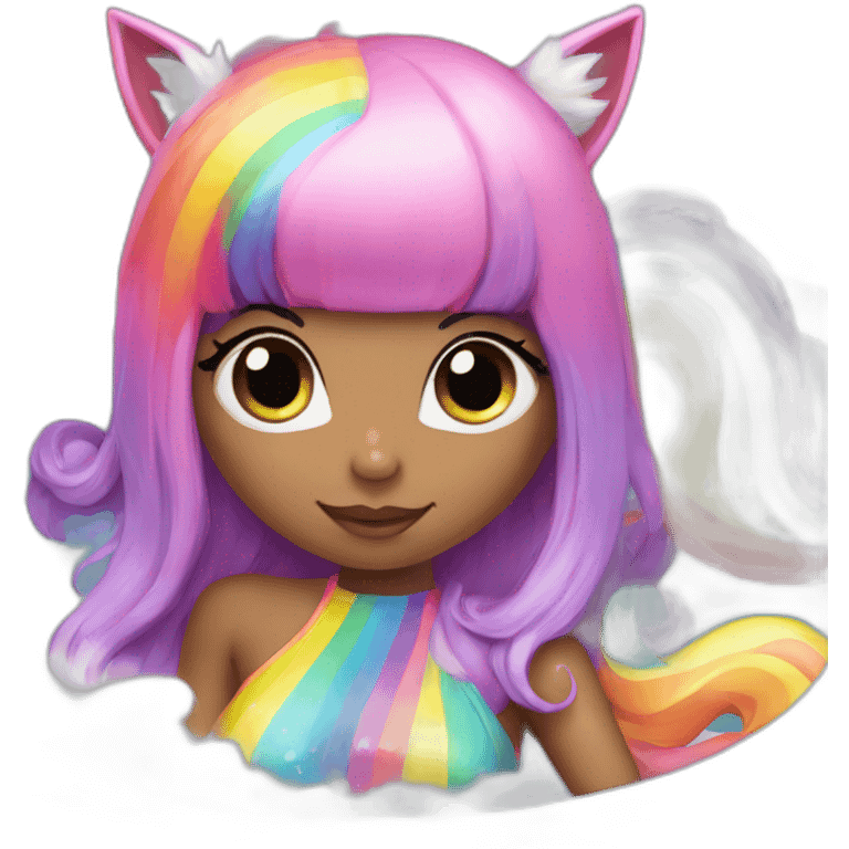 catgirl-hot-nicki-minaj-with-rainbow-unicorn-hair-swim-suit-in-a-bath emoji