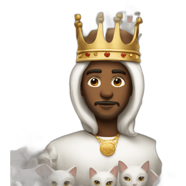 White king with a lot of cats emoji