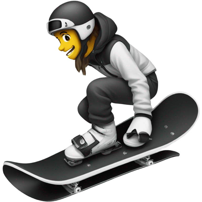 Black snowboard with white bindings emoji