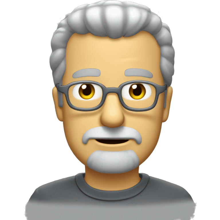 generate image of me with short grey cut hair, without mustache and a shadow of gray beard  in the style of Matt Groening, creator of the Simpsons cartoons emoji