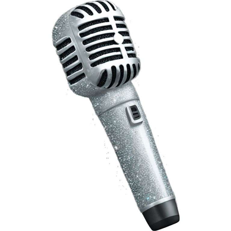 Silver glitter handheld microphone  emoji