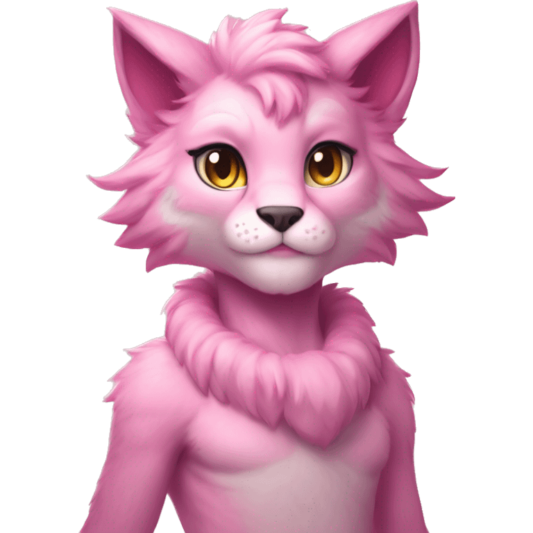 Anthropomorphic Anthro Pastel Pink Sona Lynx-Fakémon Furry Full Body emoji