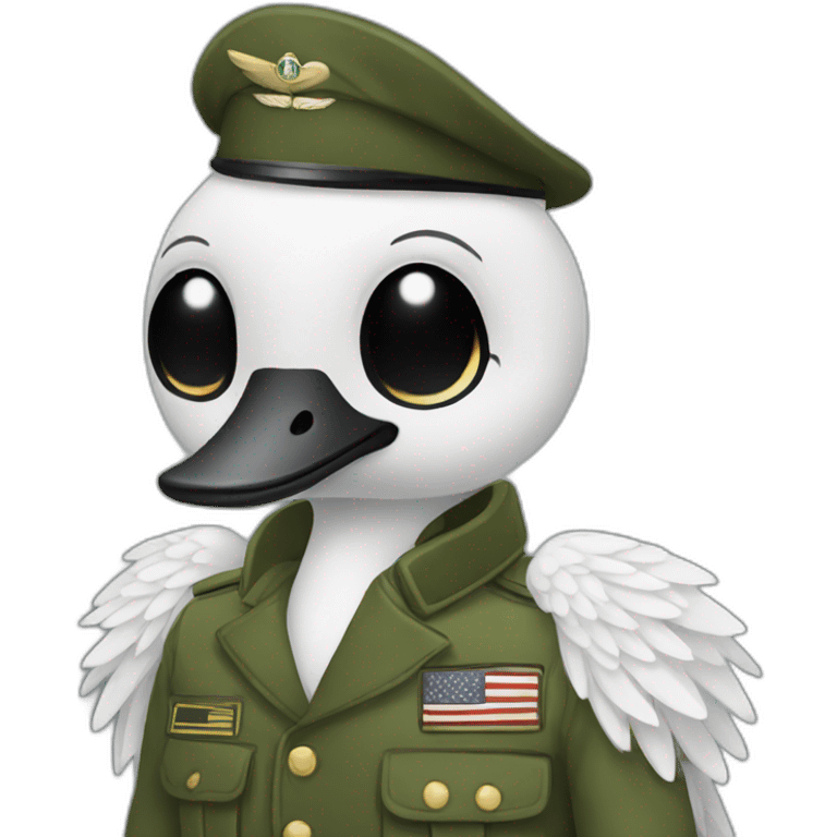 a swan in army suit emoji