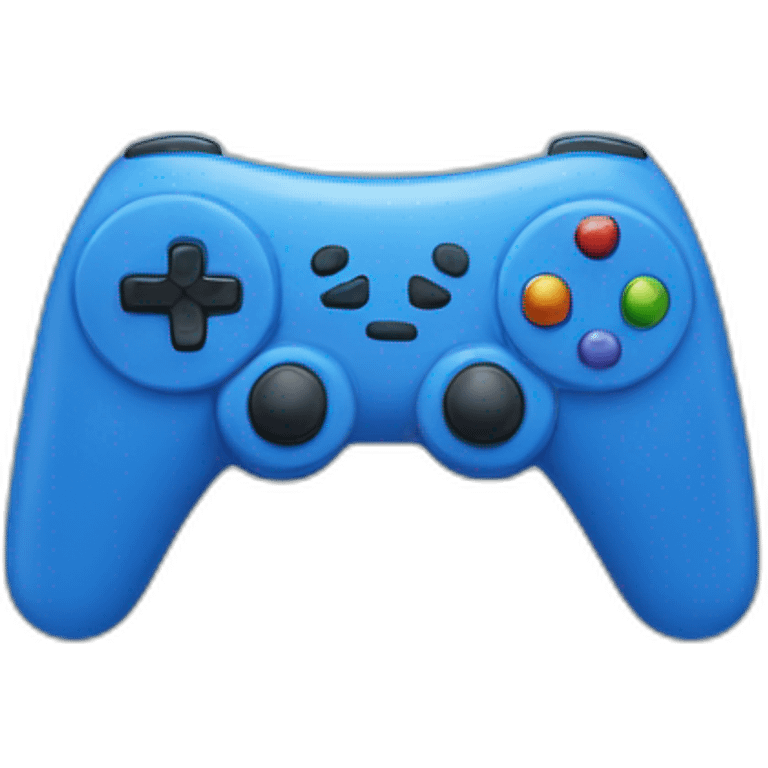 Blue gaming controller with a face emoji