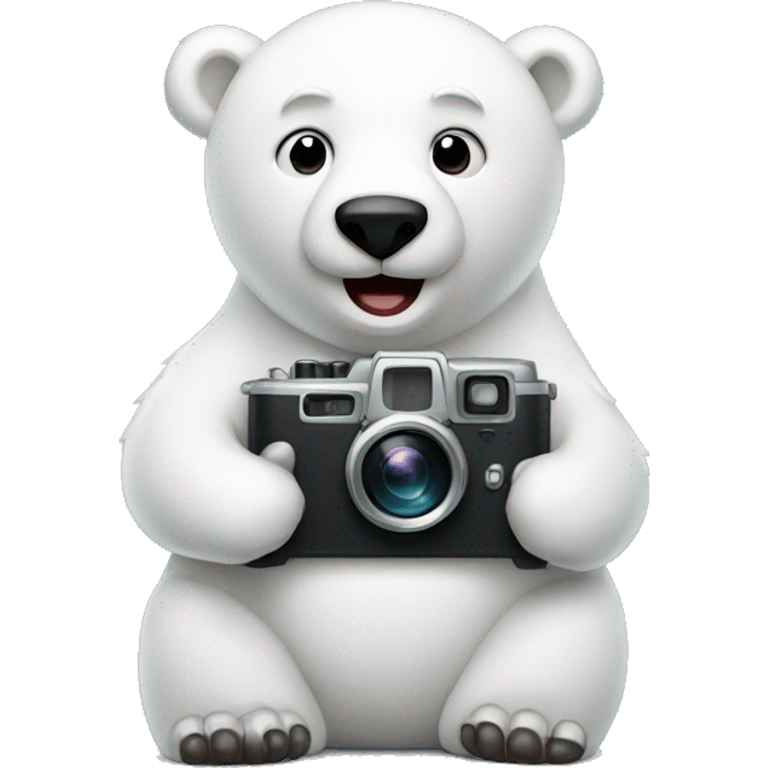 Christmas Polar bear holding a camera  emoji