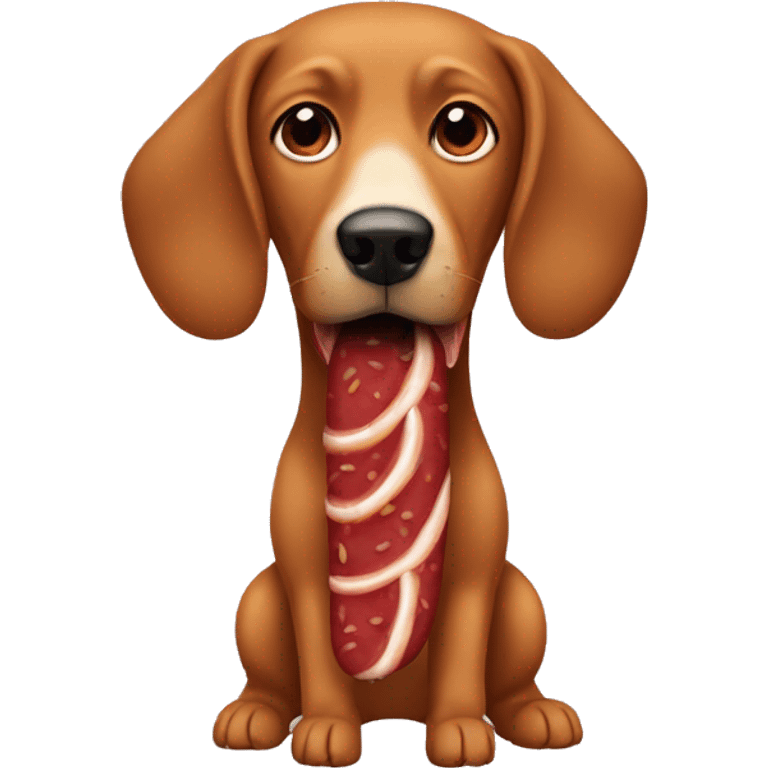 Perro salchicha disfrazado de salchicha  emoji