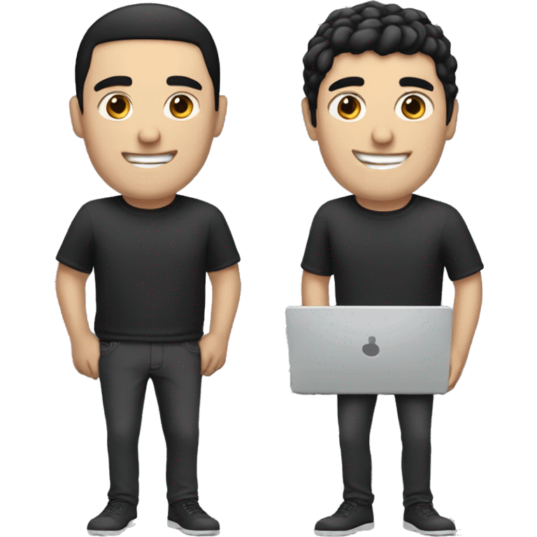 two white guys with black hair with laptops emoji