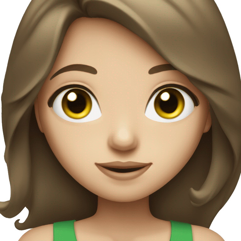 brown hair girl with green eyes with white skin emoji