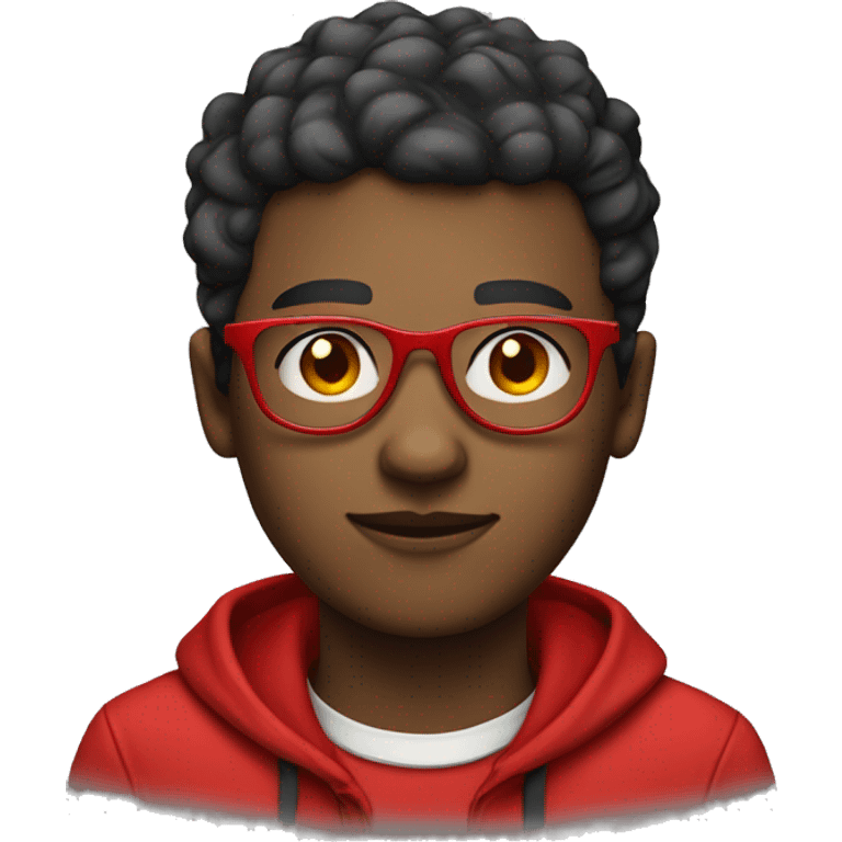 A male light dark teen with a fade and wearing red glasses emoji