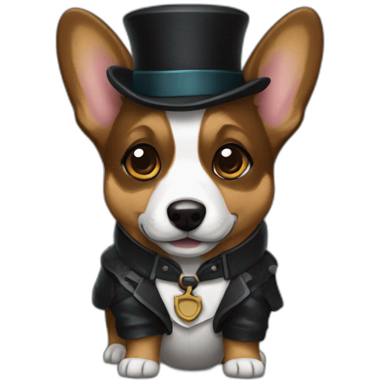 Black corgi wearing Sherlock holmes costume emoji