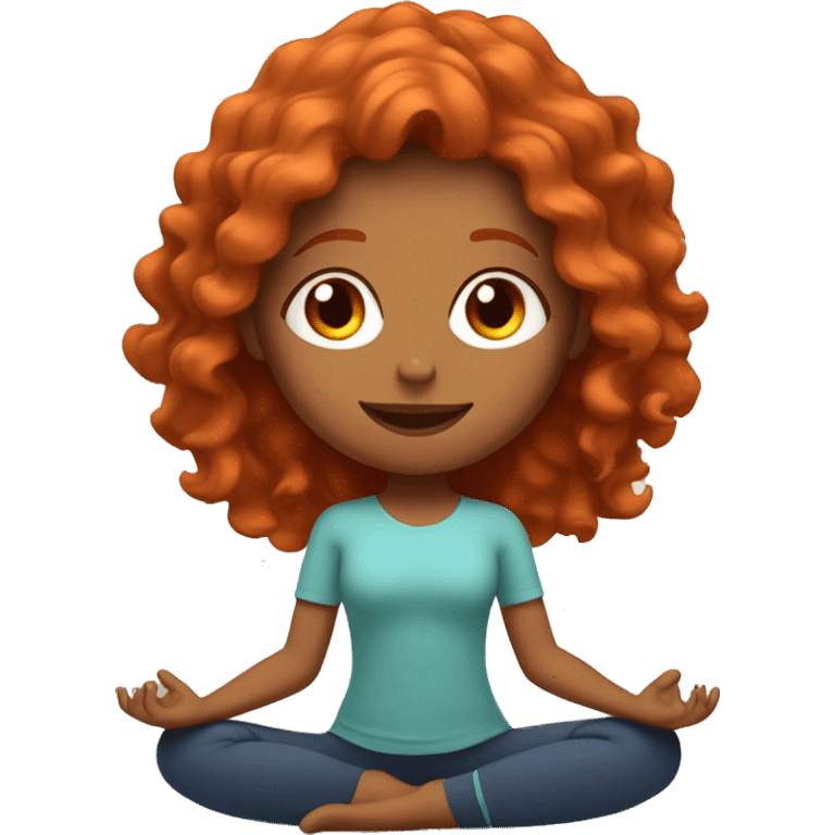 redhead girl with wavy hair doing yoga emoji