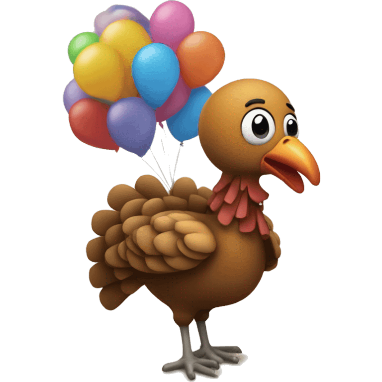 A whimsical balloon shaped like a turkey emoji