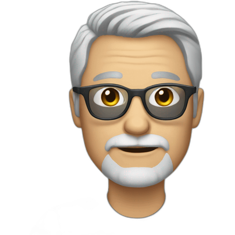 50 year old white man with grey hair and grey beard and dark glasses emoji