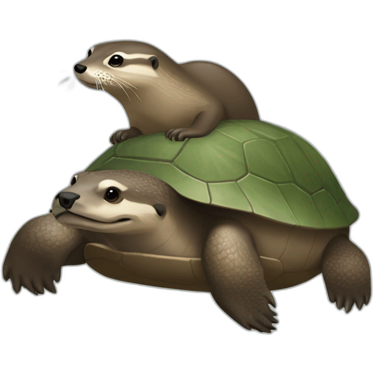 Loutre sur une tortue emoji