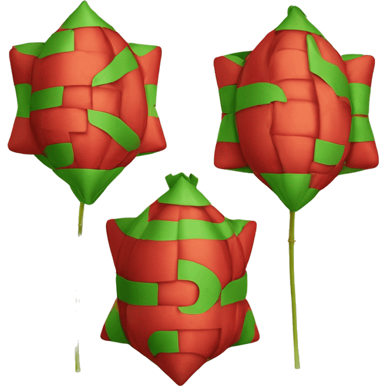 bentuk Ketupat dengan warna merah dan hurf T di dalam nya emoji