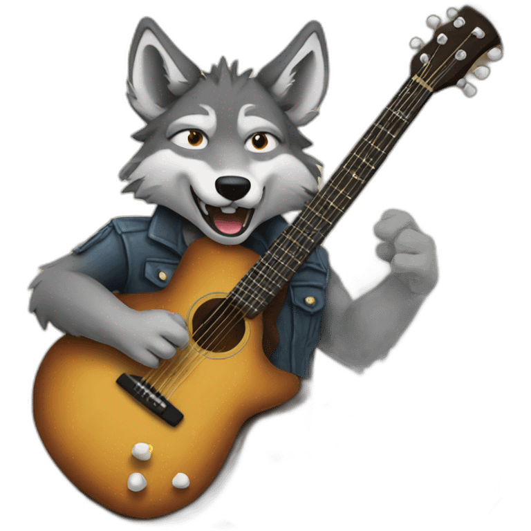 wolf playing guitar emoji