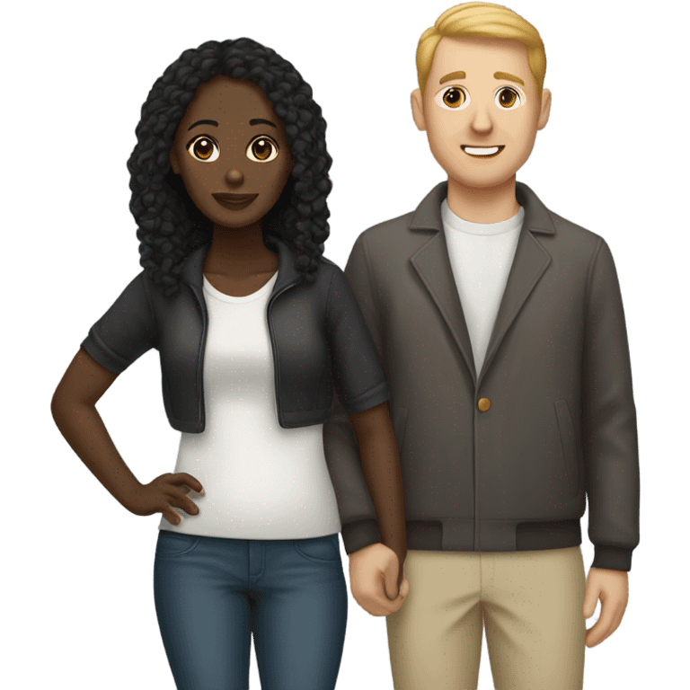 Interracial couple of a black woman and white man emoji