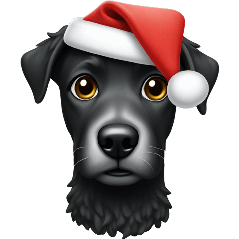 Black doodle with Santa hat emoji