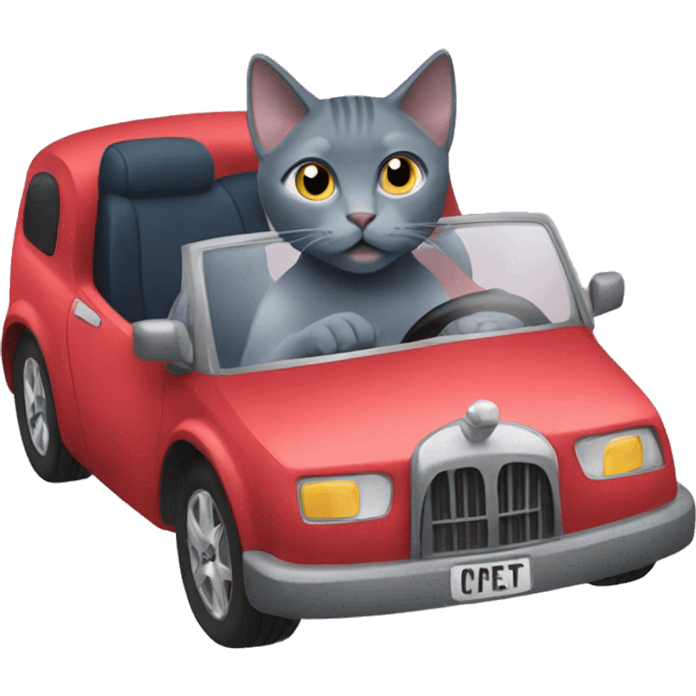 Russian blue cat driving a car emoji