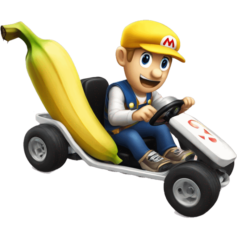 Banana driving a kart from Mario kart emoji