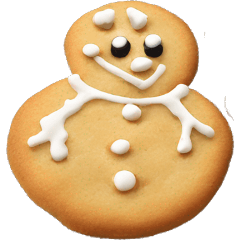 One lone Round dough cookie with snowman on front emoji