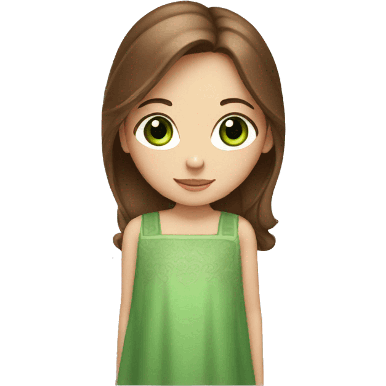 girl with green eyes and long brown hair holding a china design  emoji