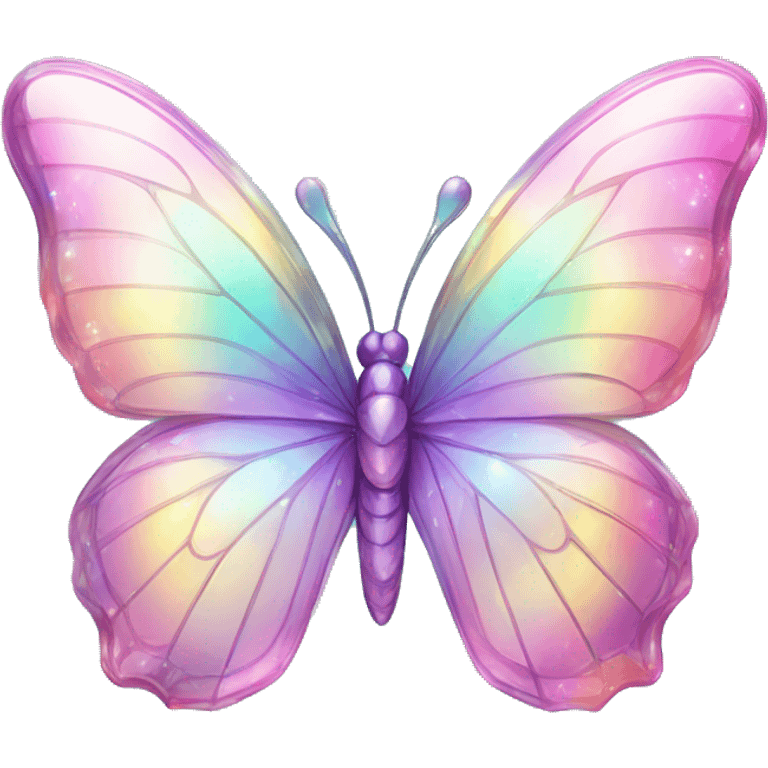 Sparkly glossy Pastel iridescent glass crystal butterfly emoji