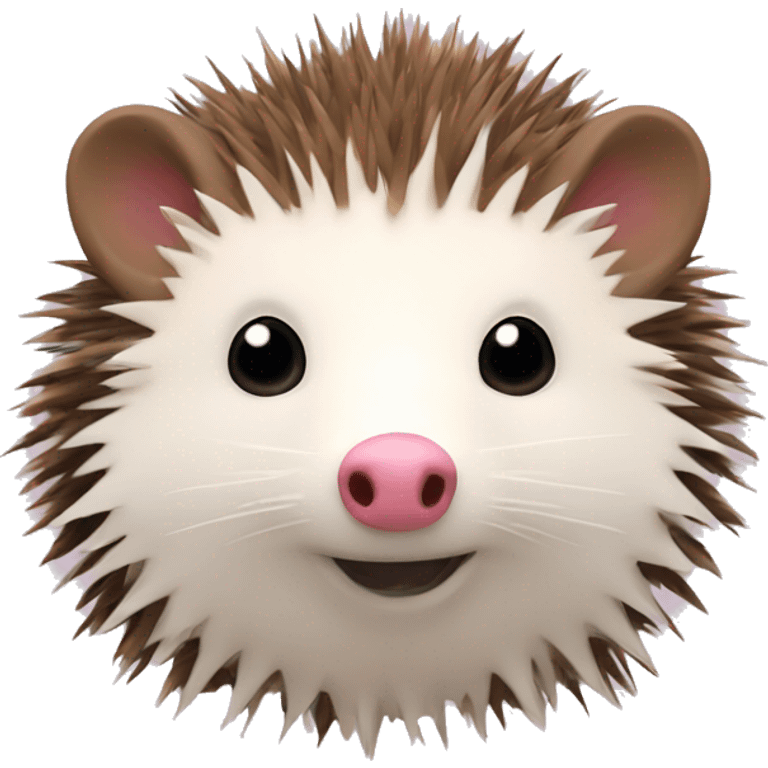 Hedgehog white brown quills one pink ear one brown ear different colored ears  emoji