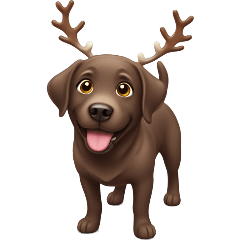 happy chocolate labrador with reindeer emoji