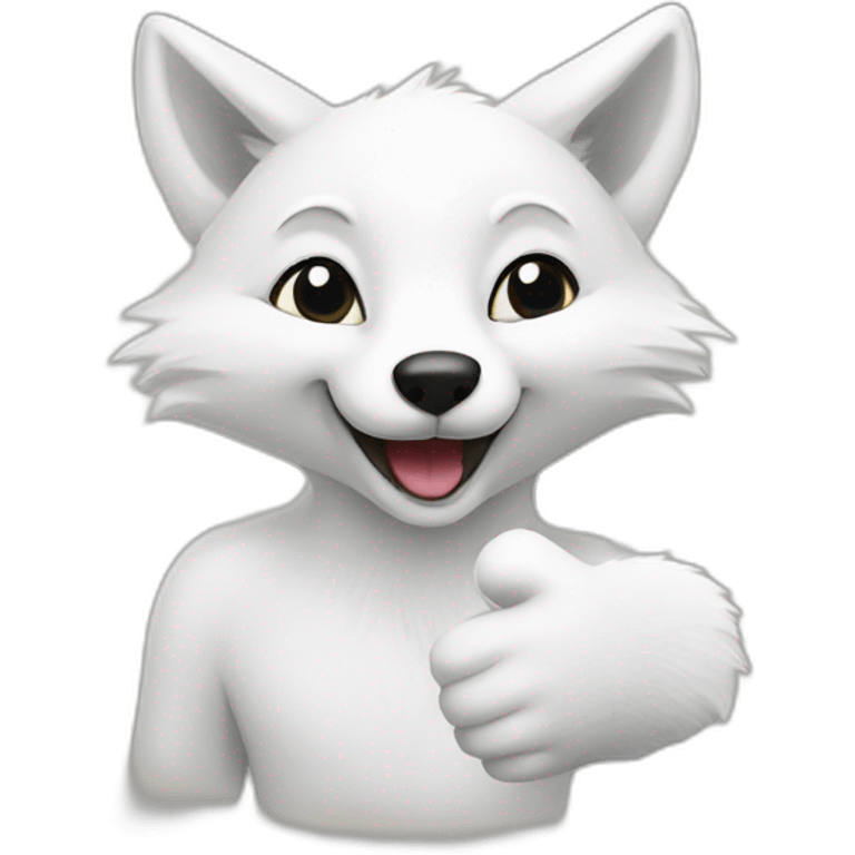 White fox with thumb up emoji