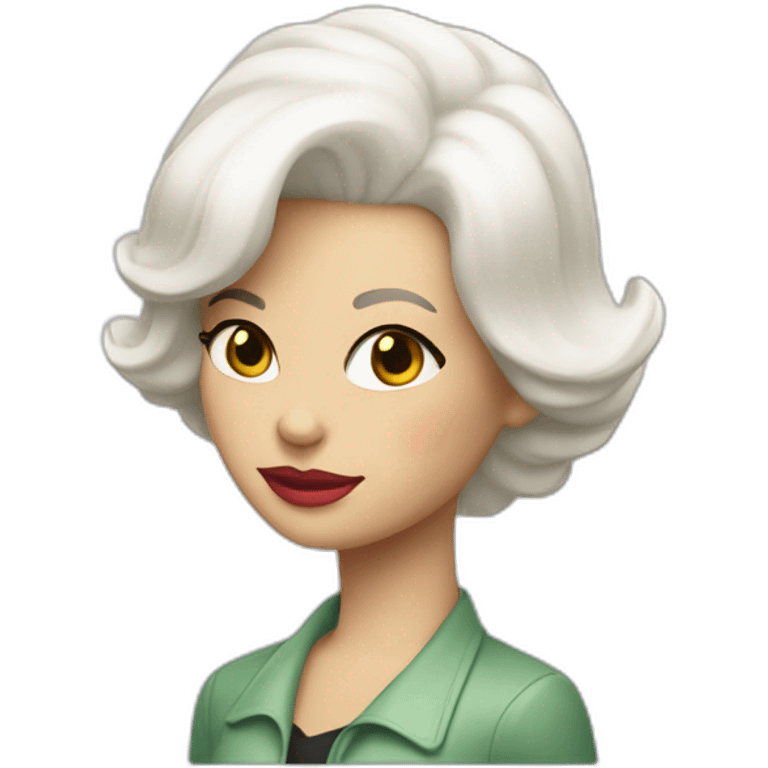 A woman with straight white hair driving a white 1957 Thunderbird emoji