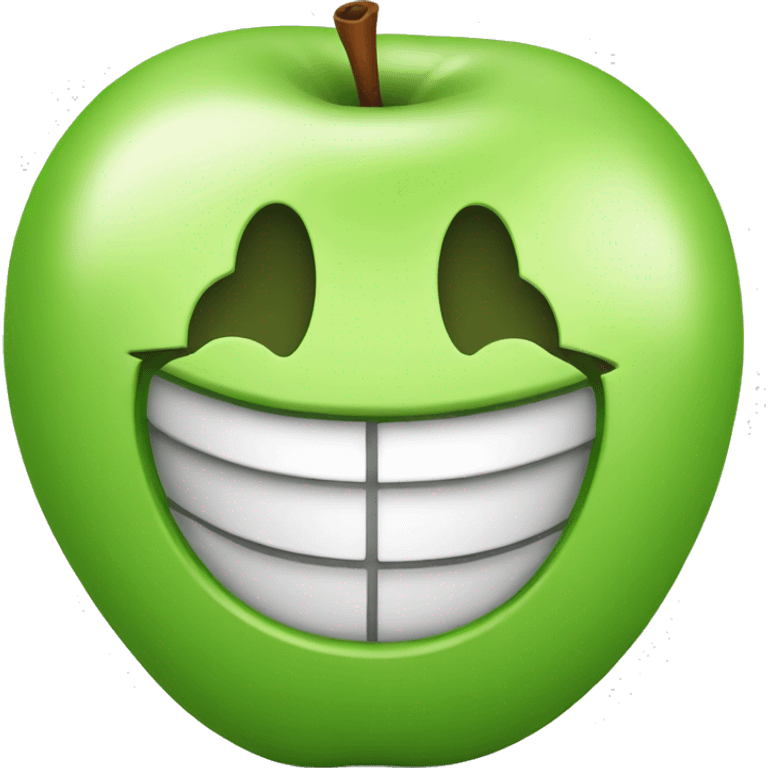 Apple with happy face emoji