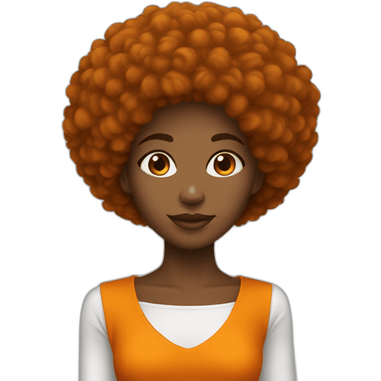 Fille avec un afro orange emoji