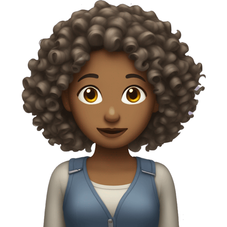 Girl doing her curly hair  emoji